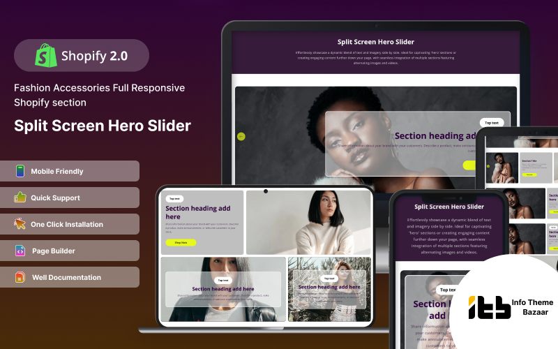 Split Hero Slideshow Shopify section cover